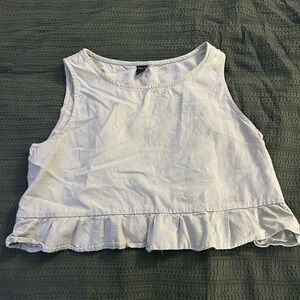 SHEIN Light Green Ruffle Hem Crop Top